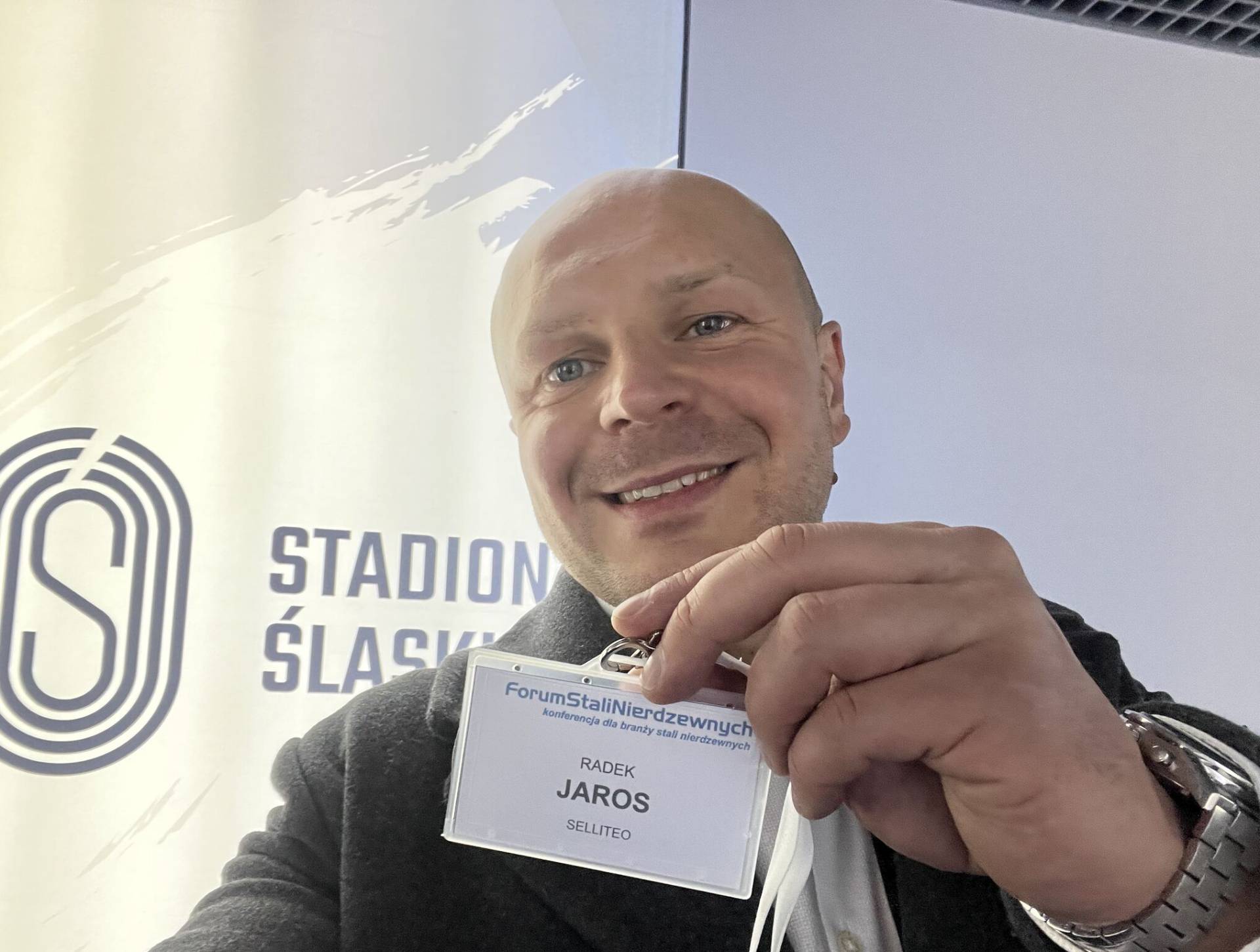 Radek Jaros po wystąpieniu dla menedżerów na Stadionie Śląskim.